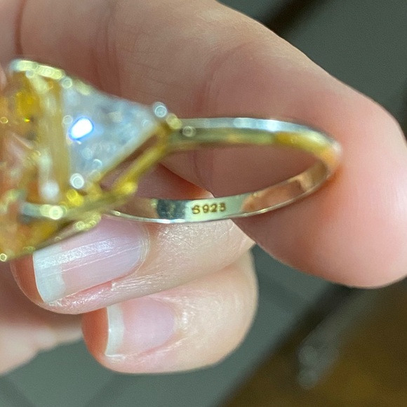 Sterling silver, gold plated ring. - Picture 4 of 5